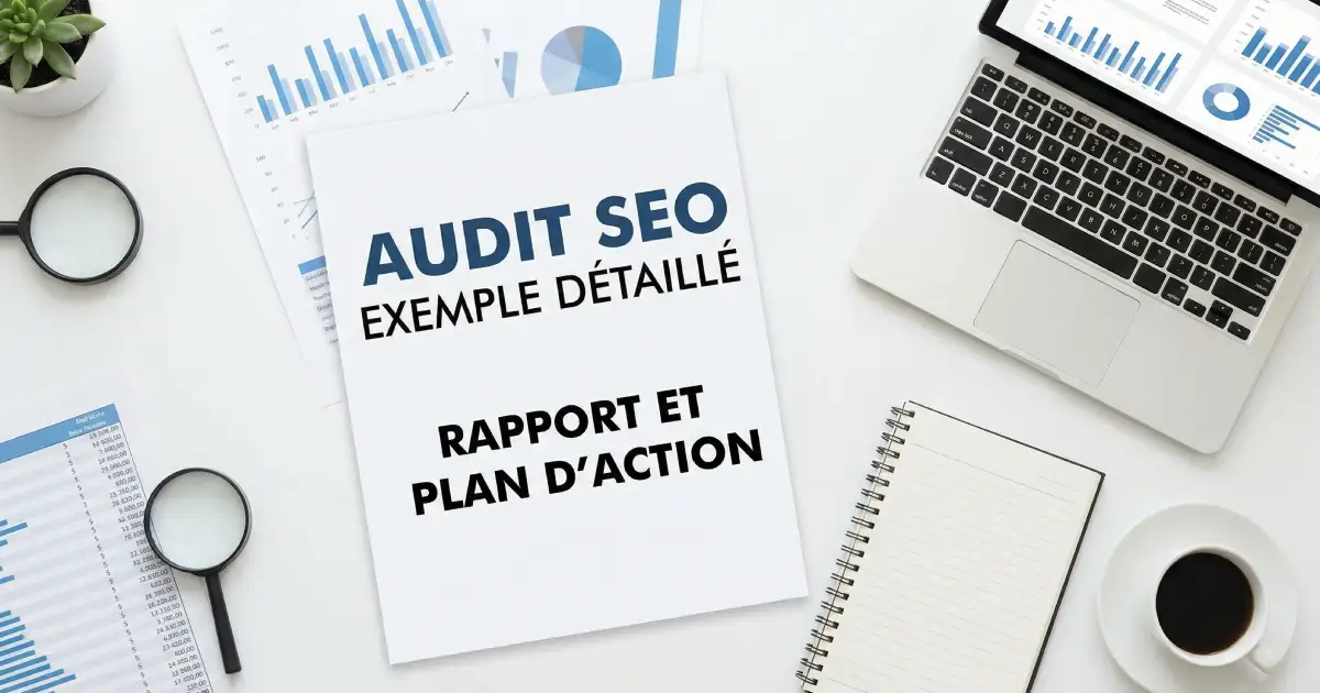 Exemple d'audit SEO complet avec score sur 100 et répartition par catégorie